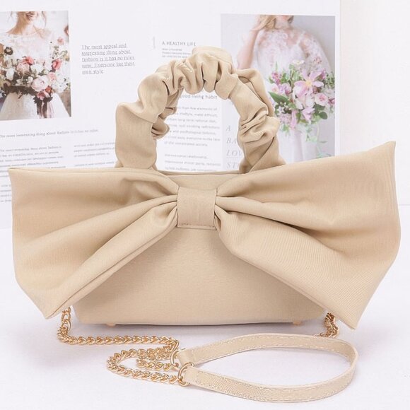 Nylon Top Handle Bag With Bow Front Clutch - Picture 2 of 12